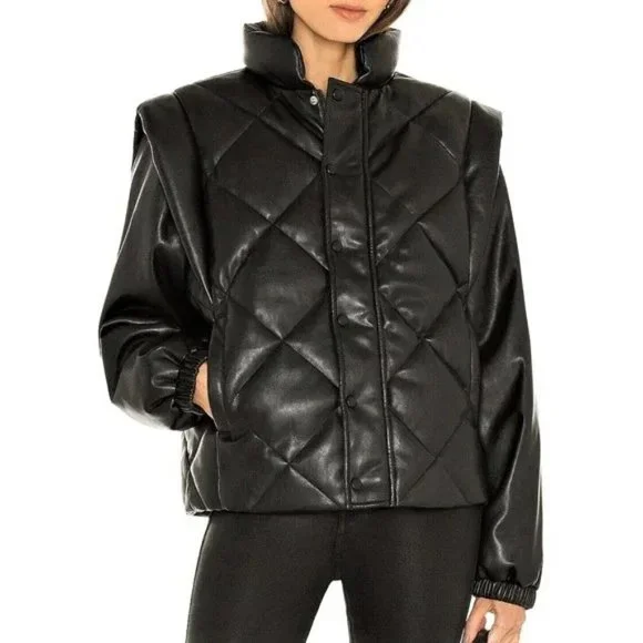 (60% OFF) PISTOLA Callista LEATHER FAUX QUILTEDJACKET/VEST BLACK MSRP $280 - Picture 1 of 10